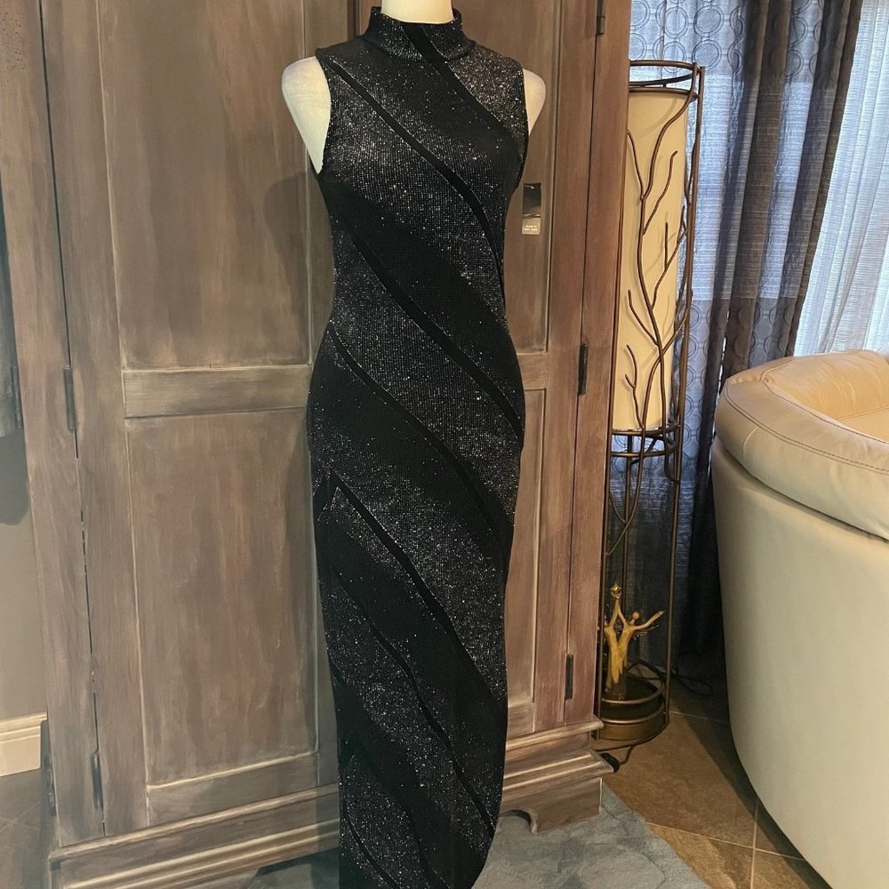 NWT, Black, long stretch dress